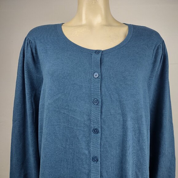 NWT Talbots blue cotton blend lightweight button front cardigan womens 3X XXXL - Picture 2 of 9
